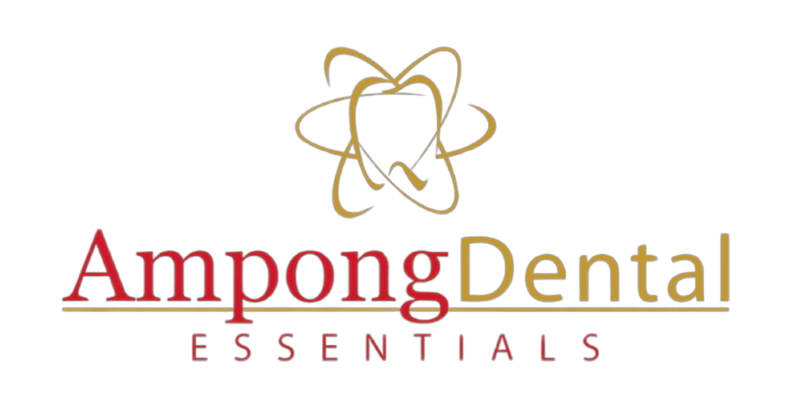 Logo of Ampong Dental Essentials, a brand focused on dental care and teeth whitening solutions, featuring a stylized tooth design.